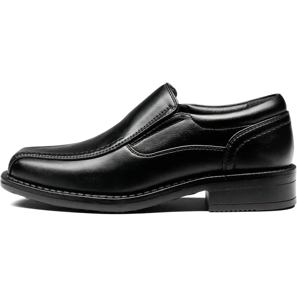 Bruno Marc Toddler Boys Size 10 Black Faux Leather Slide On Dress Loafer Shoes
